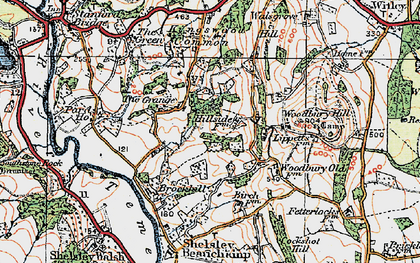 Old map of Woodbury Hill in 1920