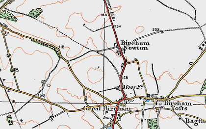 Old map of Bircham Newton in 1921
