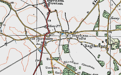 Old map of Bircham Tofts in 1921