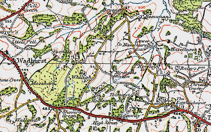 Old map of Birchett's Green in 1920
