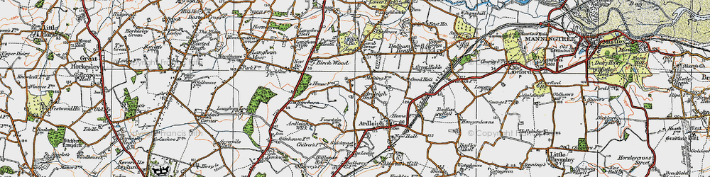 Old map of Birchhall Corner in 1921