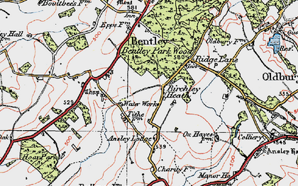 Old map of Birchley Heath in 1921