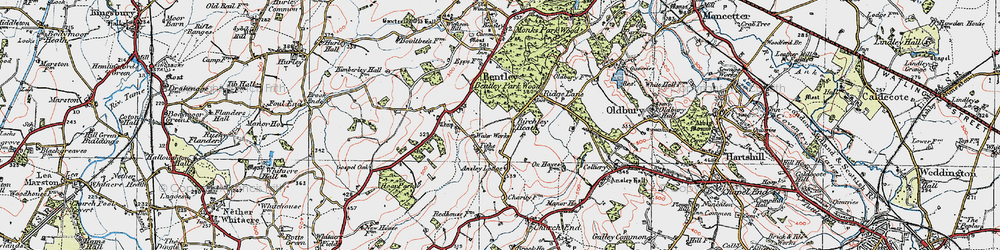 Old map of Birchley Heath in 1921