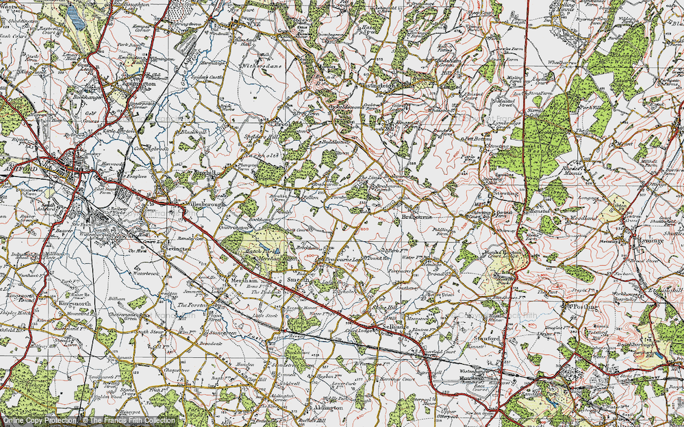 Old Map of Bircholt Forstal, 1921 in 1921