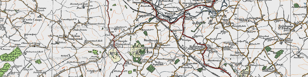 Old map of Birdbrook in 1920