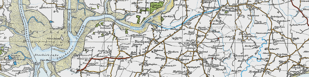 Old map of Birdham in 1919