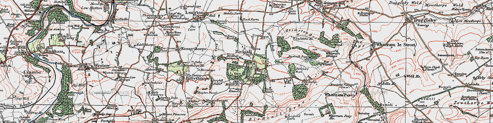 Old map of Birdsall Brow in 1924