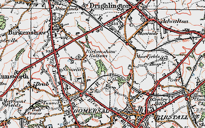 Old map of Birkenshaw Bottoms in 1925