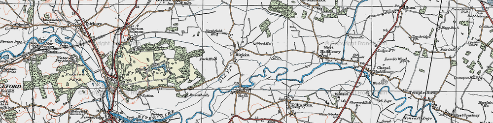 Old map of Birkin in 1924