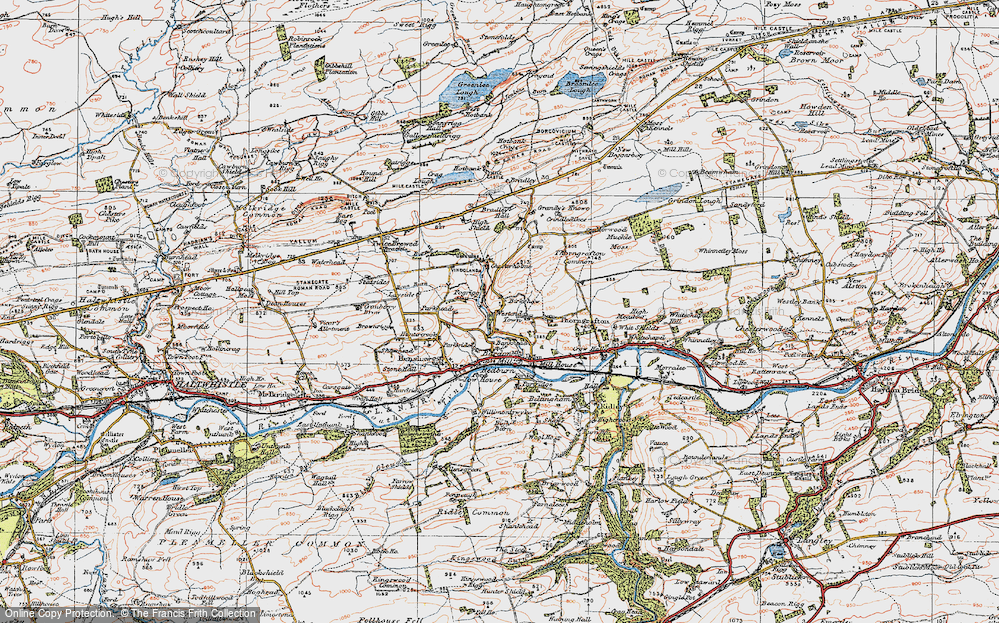 Old Map of Historic Map covering Brackies Burn in 1925