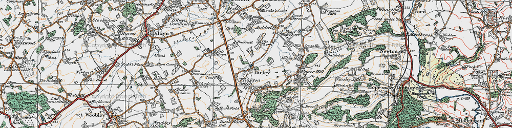 Old map of Birley in 1920