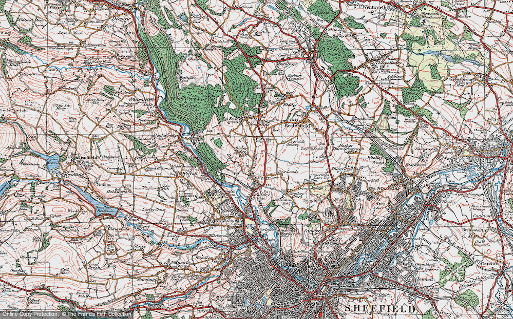 Old Map of Birley Carr, 1923 in 1923