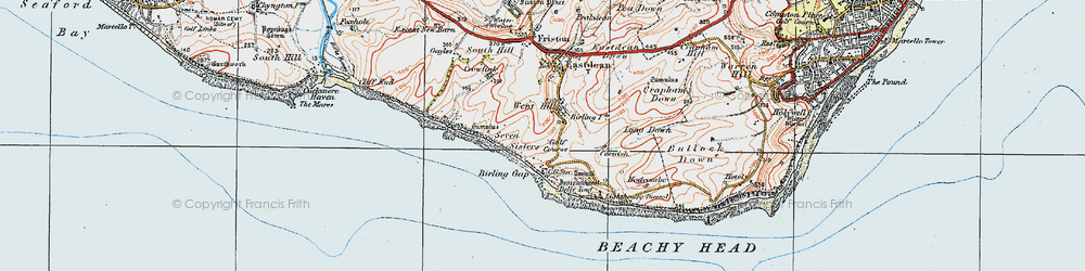 Old map of Birling Gap in 1920