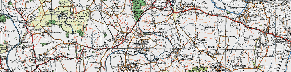 Old map of Birlingham in 1919
