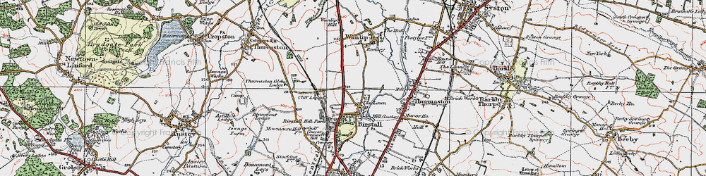 Old map of Birstall in 1921