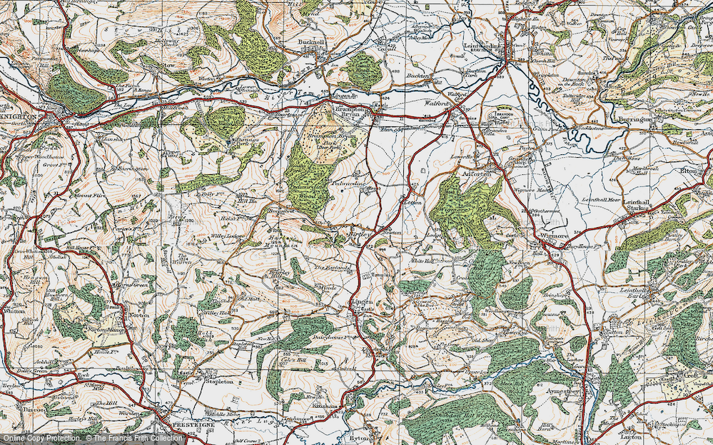 Old Map of Historic Map covering Willey Lodge in 1920
