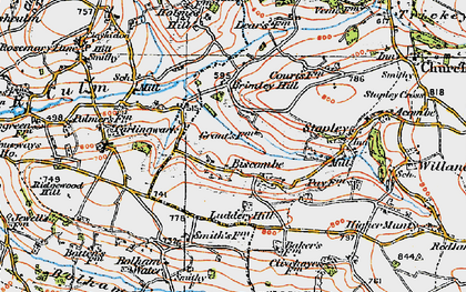 Old map of Biscombe in 1919
