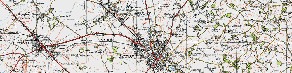 Old map of Biscot in 1920