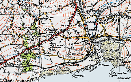 Old map of Biscovey in 1919
