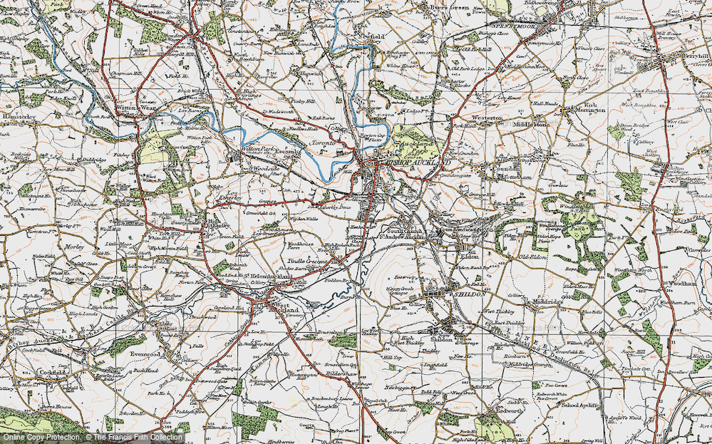 Old Map of Bishop Auckland, 1925 in 1925