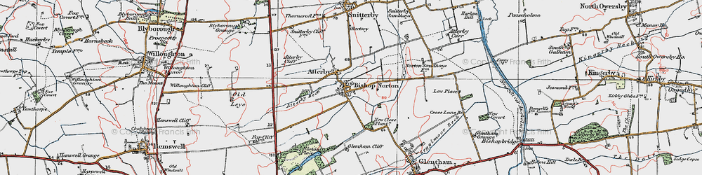 Old map of Bishop Norton in 1923