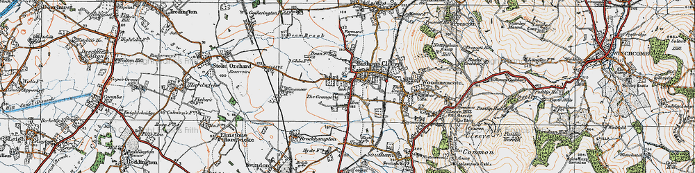 Old map of Bishop's Cleeve in 1919