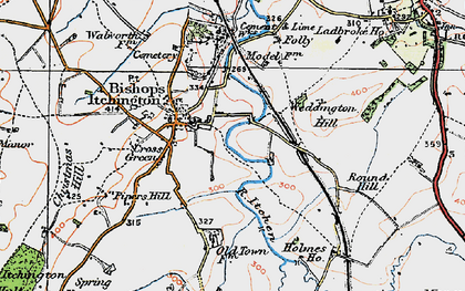 Old map of Bishop's Itchington in 1919