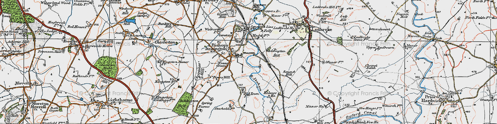 Old map of Bishop's Itchington in 1919