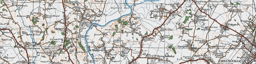 Old map of Bishop's Norton in 1919