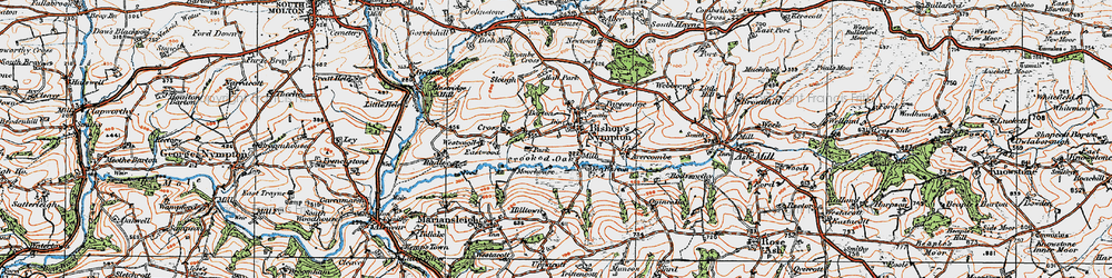 Old map of Bishop's Nympton in 1919
