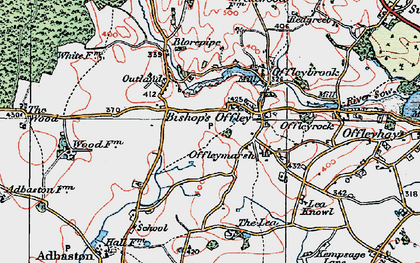 Old map of Bishop's Offley in 1921