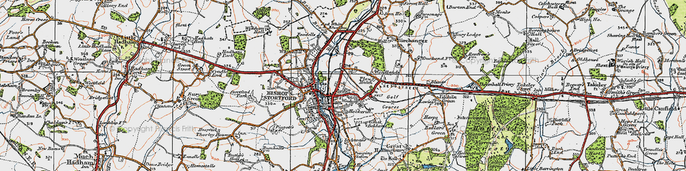 Old map of Bishop's Stortford in 1919