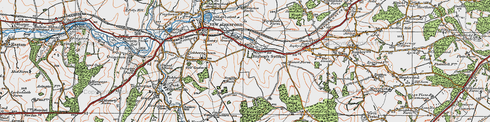 Old map of Bishop's Sutton in 1919