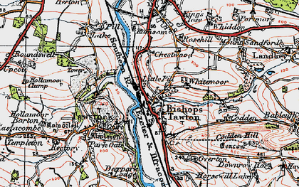 Old map of Bishop's Tawton in 1919