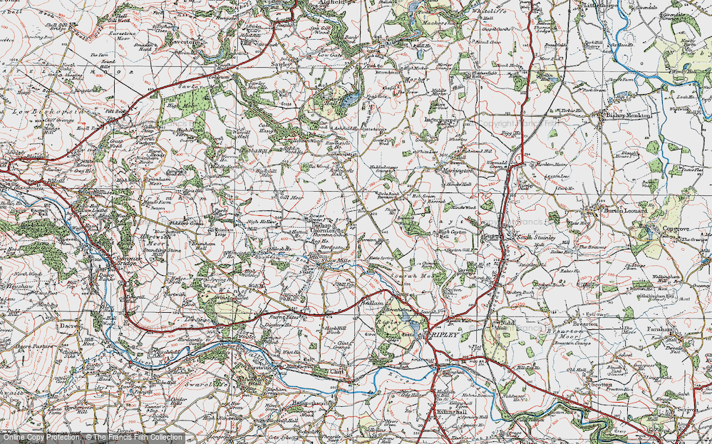 Old Map of Historic Map covering Barsneb Wood in 1925