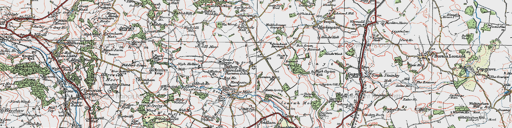 Old map of Bishop Thornton in 1925