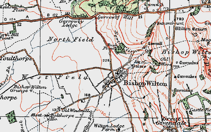 Old map of Bishop Wilton Wold in 1924