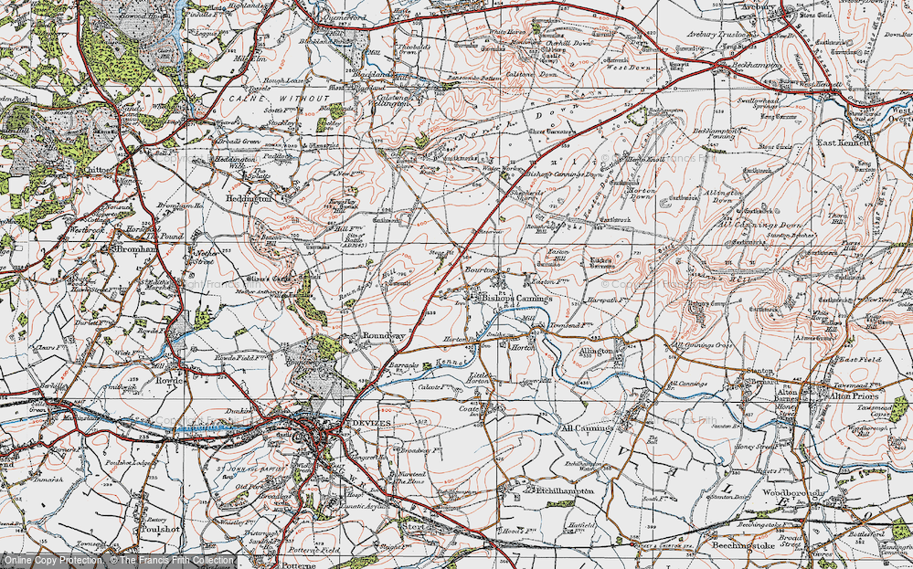 Old Map of Bishops Cannings, 1919 in 1919