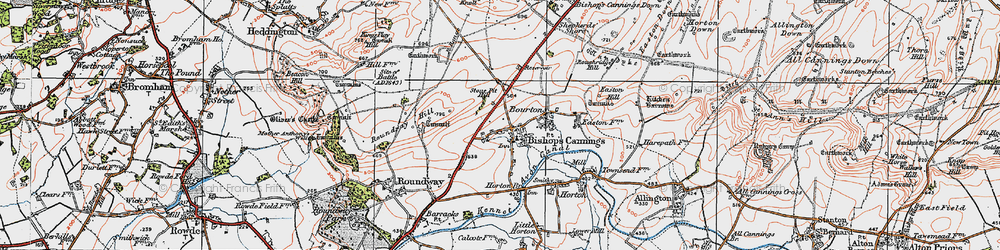 Old map of Bishops Cannings in 1919