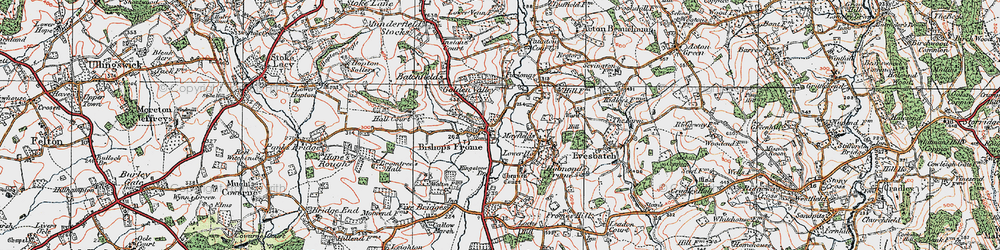 Old map of Bishops Frome in 1920