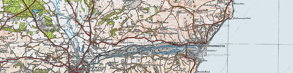 Old map of Bishopsteignton in 1919