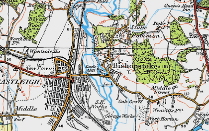 Old map of Bishopstoke in 1919