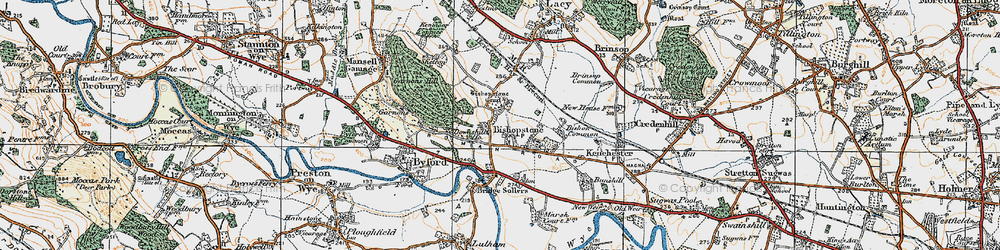 Old map of Bishopstone in 1920