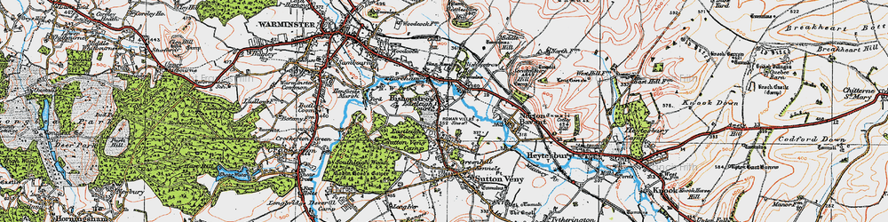 Old map of Bishopstrow in 1919