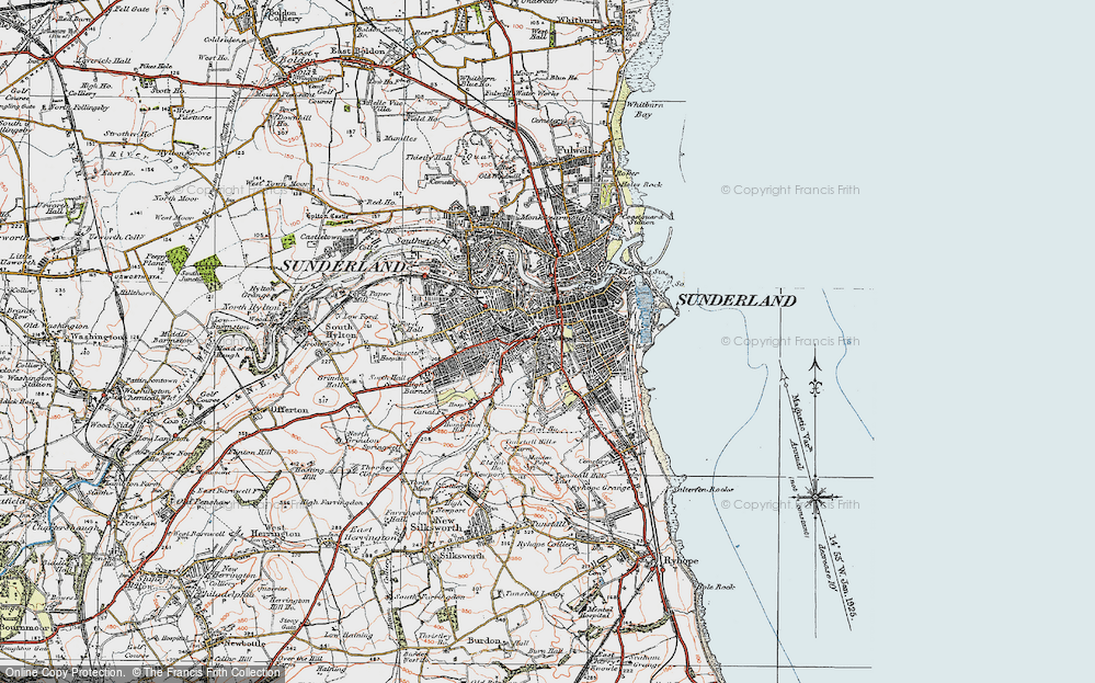 Old Map of Bishopwearmouth, 1925 in 1925