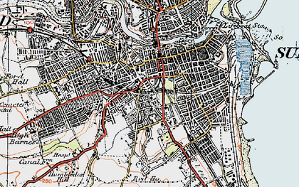 Old map of Bishopwearmouth in 1925