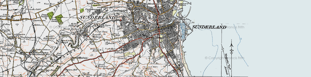 Old map of Bishopwearmouth in 1925