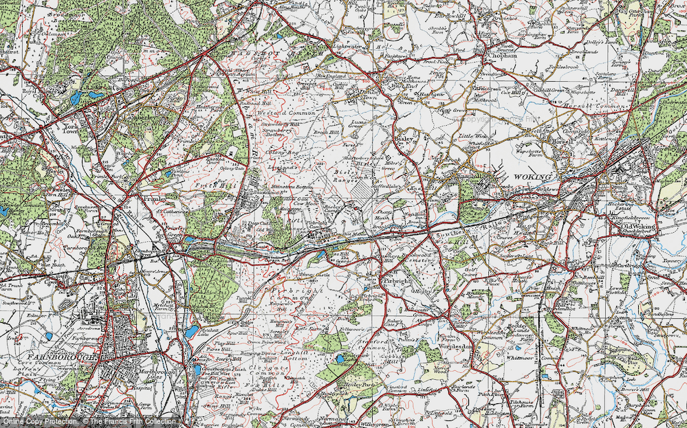 Old Map of Bisley Camp (National Shooting Centre), 1920 in 1920
