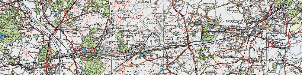 Old map of Bisley Camp (National Shooting Centre) in 1920
