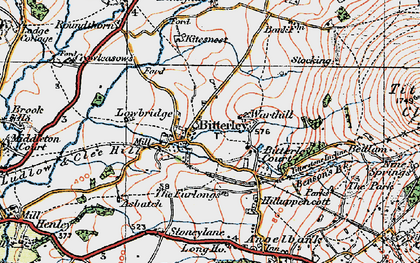 Old map of Bitterley in 1921